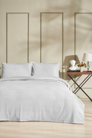 Özdilek Modern Line Çift Kişilik Battaniye Seti 220x240 -piramit Gri