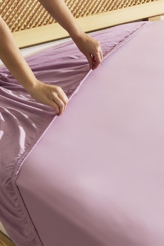 Karaca Home Penye Çift Kişilik %100 Pamuk Lastikli Çarşaf Pembe Pembe