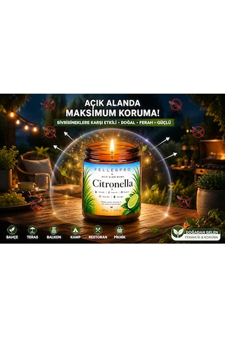 Açık Alanların Tercih Edilen Citronella& Limon Otu Mumu Bahçe Ve Teras Mumu 100gr Beyaz