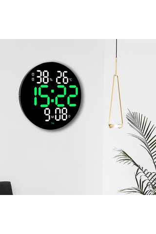 Suntek LED Elektronik Saat Ev Dekorasyon Mağazası İçin Uzaktan Kumandalı Duvar Saati Yeşil
