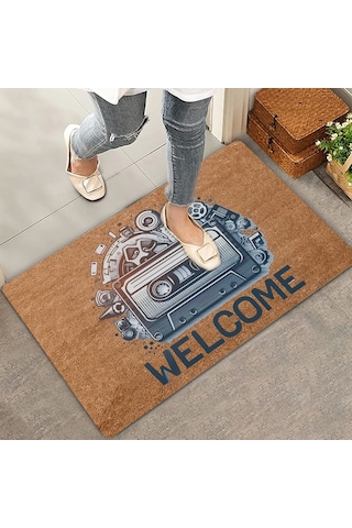 Valerine Life Nostaljik Kaset Ve Müzik Çarkları Welcome Kapı Önü Paspası 45x70cm