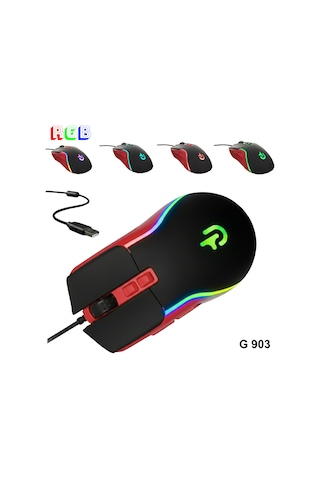 Trio - G903 Siyah Rgb Gaming Mouse Kablolu Oyuncu Faresi G903