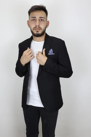 Duayen Dmctekstil Erkek Siyah Düz İtalyan Kesim Dar Kalıp Tek Düğme Blazer Ceket