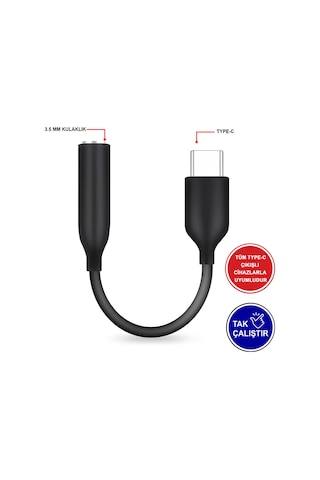 Type-c To 3.5mm Aux Kulaklık Adaptörü - Tak Çalıştır Ses Dönüştürücü