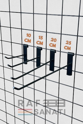 50 Adet Siyah Tel Pano Kancası 15 Cm Askı Kanca Raf Askısı Galvaniz