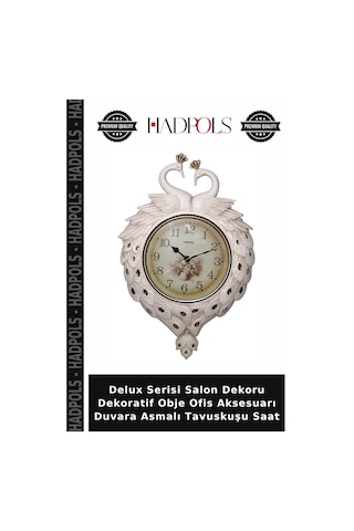 Delux Serisi Salon Dekoru Dekoratif Obje Ofis Aksesuarı Duvara Asmalı Tavuskuşu Saat Diğer