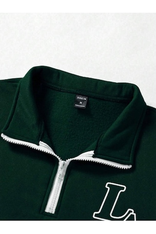 Altamira Unisex Los Angeles Baskılı Oversize Parçalı Polo Yaka Fermuarlı Sweatshirt 001