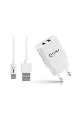 Ktools Lıfe 2.4A 2Usb Type C Seyahat Sarjı 12W