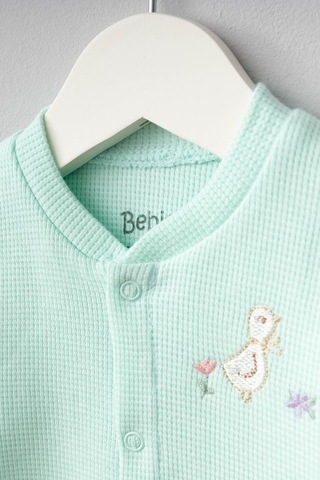 Bebitof %100 Pamuk Sevimli Hayvanlar Desenli 5 Parça Hastane Çıkışı Yenidoğan Zıbın Seti Bbtf.sysl.20120 Su Yeşili