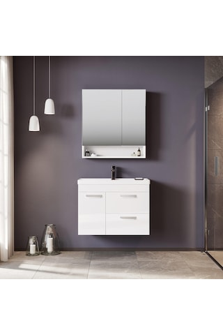 Orka Nova 80 Cm Mdf Beyaz Banyo Dolabı Takımı Beyaz