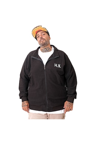 Mode Xl Büyük Beden Erkek Hırka Neverregret U25814 Siyah