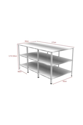 3 Katlı Galvaniz Paketleme Masası - Atölye, Depo, Hobi Çalışma Masası 177x93 Cm-100 Cm Gri