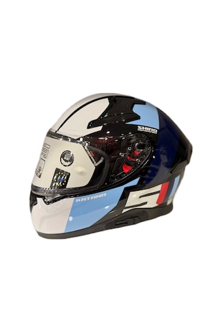 Shiro Katana Sv S Power Kapalı Kask Beyaz - Lacivert - Mavi