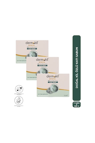 Dermokil Doğal Kil Özlü Katı Sabun 100 G X 3 Adet Gül