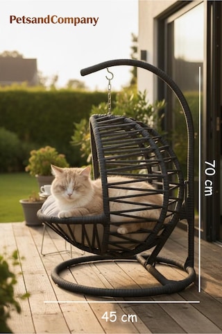 El Örgüsü Kedi Salıncağı Siyah Hamak Ve Yatak, Kadın Emeği Lüks Tasarım Kedi Evi, Minderli