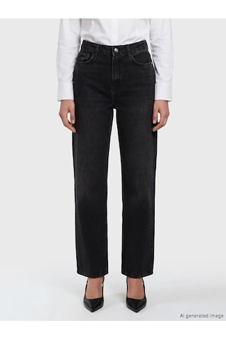 Lc Waikiki Siyah Straight Fit Kadın Jean Pantolon