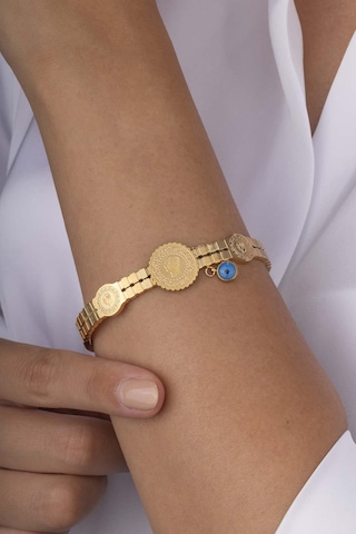 Çeyrek Altın Modeli Üçlü Altın Kaplama Çelik Kadın Kelepçe Bileklik Renkli