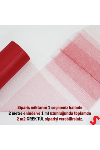 Süsleme Tülü Grek Tül, 2 Mt En X 1 Mt Uzunluk - Kırmızı 0-99