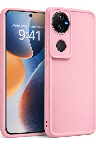 Vivo V50 Uyumlu Kamera Çıkıntılı Mat Silikon Telefon Kılıfı Pembe