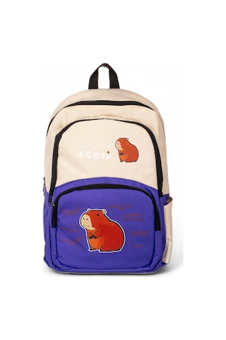 Sincap Baskılı Çocuk Unisex Krem Mor Sırt Çantası Pwcnt015 Krem Mor