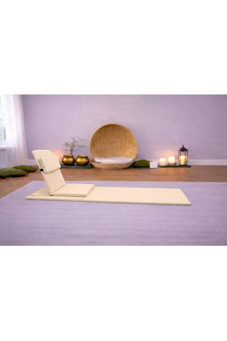 Backjack Meditasyon Sandalyesi Destekli Yer Minderi + 60x180 Kumaş Mat - Backjack 3xl Mat+backjack İkili Set Krem