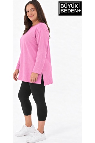 Süperlife Kadın Tunik Büyük Beden İnce Sweatshırt Spr26btk990 Pınk