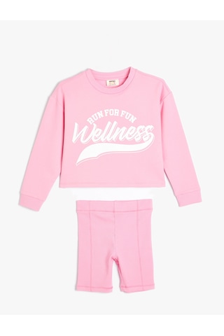 Koton Sweatshirt Ve Şort Seti İkili Pamuklu Pembe 4skg10180ak Pembe
