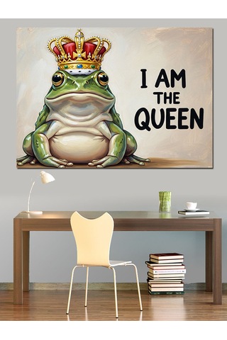 I Am The Queen Kurbağa Dekoratif Kanvas - Mdf Ahşap Tablo
