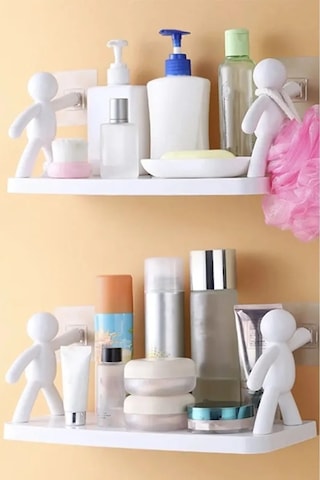 Tineke Banyo Mutfak Organizer Şampuan Kozmetik Çöp Adam Raf 3 Ad Beyaz