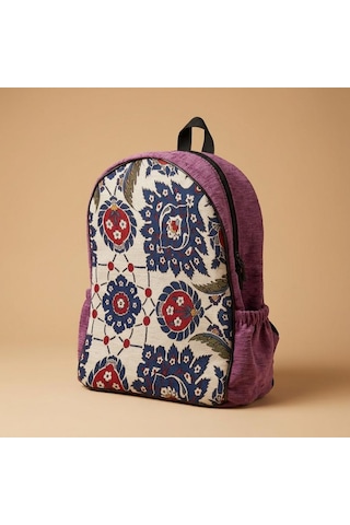 Morgen Craft Gimba Sırt Çantası - %100 El Yapımı - Dokuma Motifli - 32x37-39x15 Cm Mor
