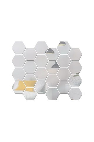 Moveevo 24 Adet Gümüş Akrilik Altıgen Yansıtan Duvar Sticker Seti - Ev Dekorasyonu, Çocuk Odası, Banyo - Kolay Kurulum, Tehlikesiz Kaldırma Çok Renkli