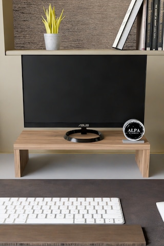 Ergonomik Masaüstü Monitör Yükseltici Ve Klavye Saklama Standı - Masa Üstü Düzenleyici Raf 45x20x11 Cm Atlantik Çam