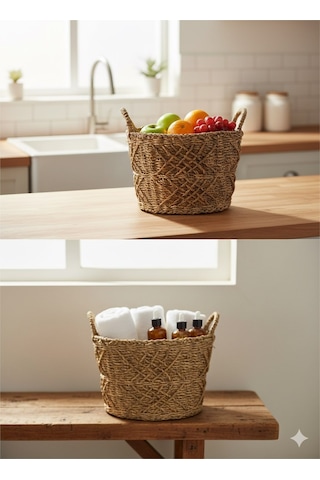 Oval Organize Sepet Orta 36x24x25 Cm Kahverengi