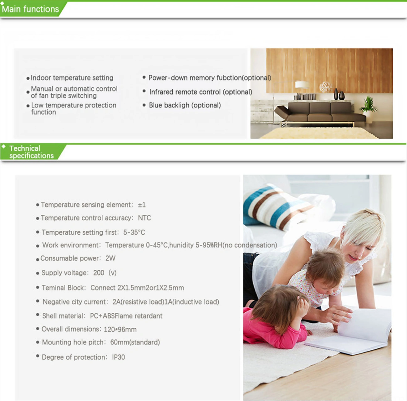 Padalink T6861h2wb Lcd Dijital Termostat, 9p 2 Borulu, Fan Kontrolü, Oda Sıcaklığı Regülatörü, Mavi Ekran, Yatay Tipi