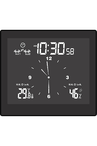 Ts-wp10-b Su Geçirmez Banyo Duvar Saati Zamanlayıcı Ev Termometresi Higrometre Siyah