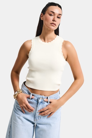 Kadın Ekru S6-101 Crop İnce Yazlık Triko Body