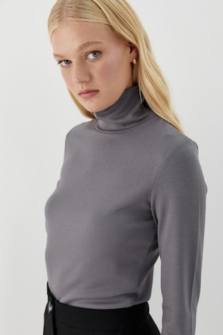 Balıkçı Yaka Uzun Kollu Body Gri Gri