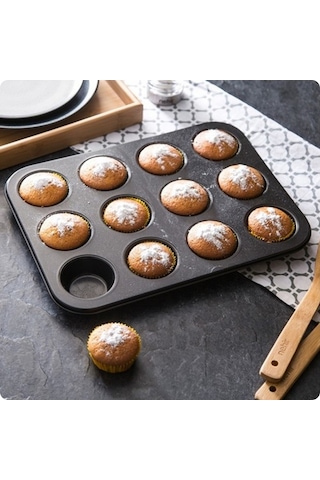 Cupcake Muffin Kalıbı 12'Li Kek Yanmaz Kurabiye Kalıbı Fırın Çör