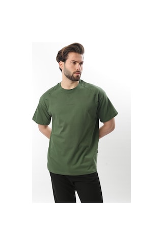 Madmext Haki Baskılı Nakış Detaylı Erkek T-shirt E7108 Haki