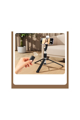 Işıklı Telefon Tripod Bluetooth Kumandalı Video Çekim Selfie Tripod Standı Telefon Tutucu