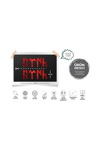 Bay Etiket Rfhlm69 Reflektif Gokturkce Turk Yazisi 2'Li Set