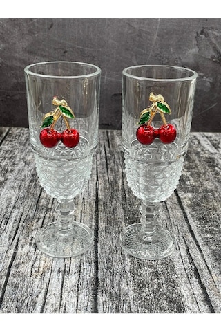 2 Li Kristal Cam Kiraz Kahve Yanı Bardağı Kokteyl Meşrubat Bardak