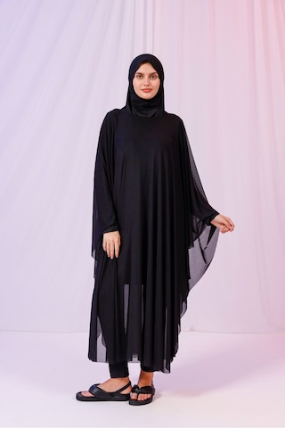 Tarzını Seç Kimono Pareo - Tesettür Pareo - Esnek Likralı Tül Siyah 240x135 Cm Çok Renkli