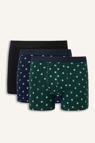 Defacto Regular Fit Desenli Beli Lastikli Pamuklu 3lü Boxer I2231ax26augn245 Yeşil-gn245