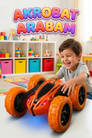 Uzaktan Kumandalı 5 Fonksiyonlu Işıklı Şarjlı 360 Derece Dönebilen Oyuncak Akrobat Araba Çok Renkli