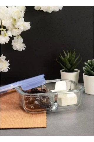 Paşabahçe 530276 Mor Bölmeli Cam Saklama Kabı 630 Cc Mavi