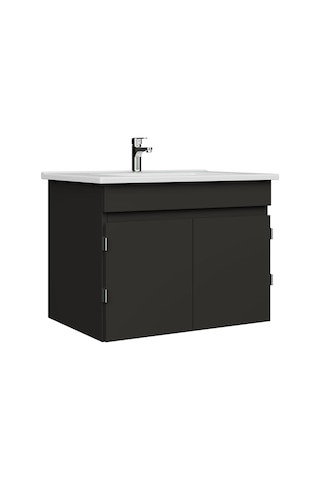 Flexio 65 Cm Kapaklı Katlanabilir Lavabo Dolabı 270 Derece Antrasit Set