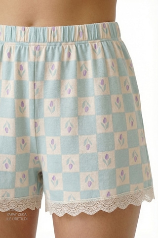 Penti Açık Yeşil Serenity Floral Pamuklu Şortlu Pijama Takımı Ge34