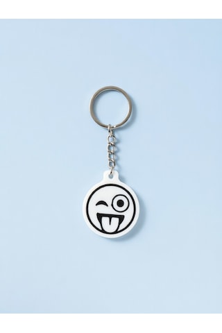 Mini Emoji Apple Uyumlu AirTag  Kılıfı - Gizli Takip Tutucu Anahtarlık 3d Baskılı, Beyaz/siyah Şık Tasarım Gzkrpm