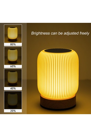 Ahşap Desenli Dokunmatik Gece Lambası Pat Masa Lambası Yatak Odası Başucu Lambası Dahili Ortam Işığı RGB